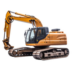 Track excavator isolated on transparent background