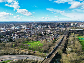 Fototapeta na wymiar Aerial View of Central Watford City of England UK. March 3rd, 2024