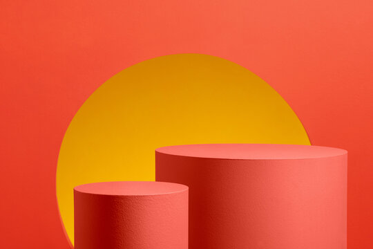 Podium round stage podium and paper art lunar new year