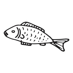 Fototapeta premium Hand drawn food icons and elements pattern. Digital illustration. collection of doodles of healthy food ingredients isolated on white background