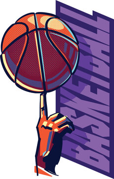 the vector illustration of the basketball player funger with a ball