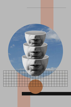 Collage with surrealistic male head