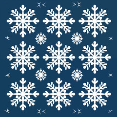 Obraz na płótnie Canvas Collection of Snowflakes on Blue Background. Generative AI