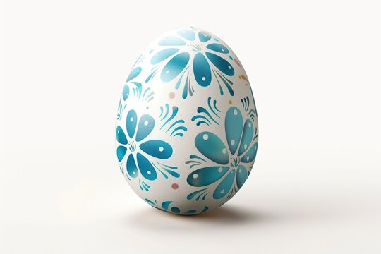 Painted decorated easter egg on white background