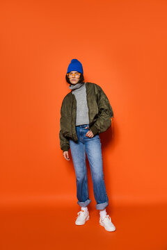 Stylish young woman in studio 