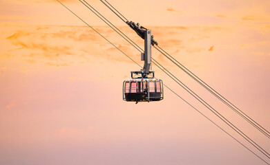 Cape Town -  Table Mountain Aerial cable car  - Spectacular natural sunset  - Great outdoors adventure travel holiday destination, Cape Town, South Africa