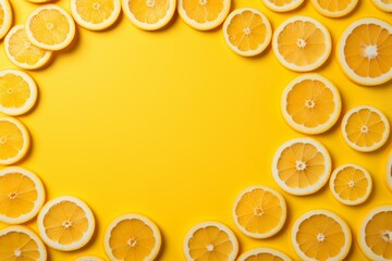 Yellow citrus fruits in water with ripples and circles   refreshing summer concept with copy space