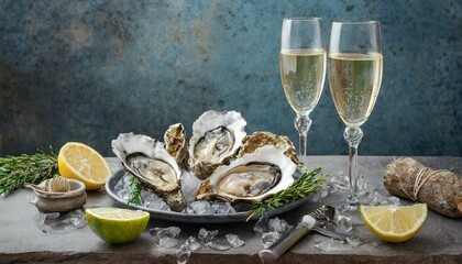 oysters with lemon and champagne