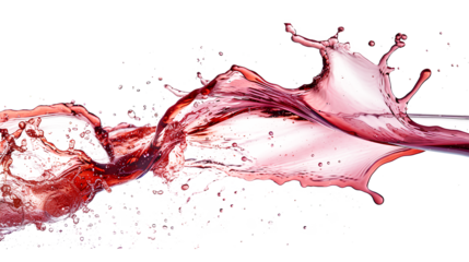 Red wine elegantly poured into a glass isolated on a transparent background