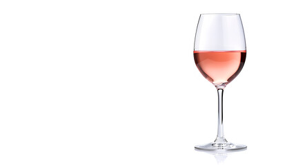 Rose glass of wine isolated on a white background, empty copy space