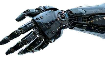 Robot hand finger isolated on a transparent background