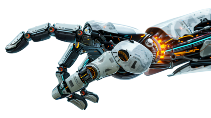 Robot hand finger isolated on a transparent background