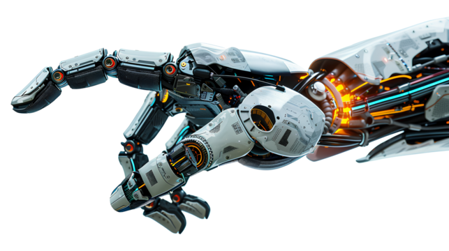 Robot hand finger isolated on a transparent background