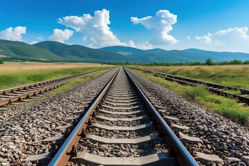 Railroad tracks on sunny day