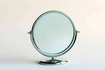 Fototapeta premium Round mirror for makeup on white background