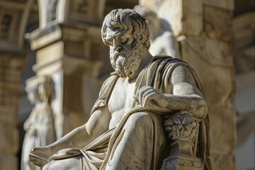 Aristotle sculpture illustration Highlighting the historical impact of the greek philosopher