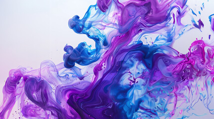 Dynamic Blue and Purple Ink Patterns in Abstract Liquid Art created with Generative AI technology