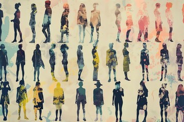 Diverse neural network generated silhouettes representing inclusivity and variety in humanity