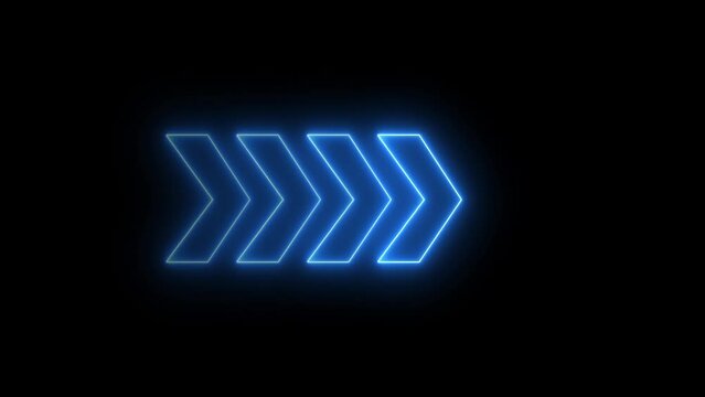 A 3D animation of glowing colorful neon arrows isolated on a black background.  arrows neon night arrow neon caf&eacute; directions neon street directions animation 4k.
