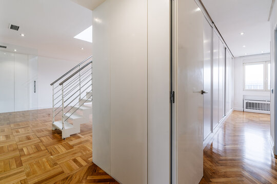 Interior of a modern empty duplex apartment at daytime
