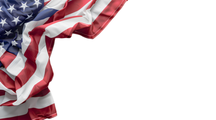 Top view of the American flag isolated on a transparent background