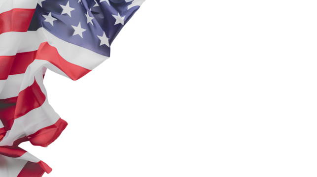 Top view of the American flag isolated on a transparent background