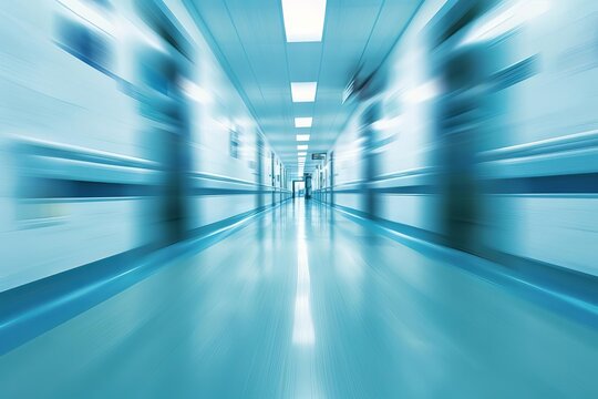 Motion blurred image of a hospital corridor Symbolizing the fast-paced healthcare environment