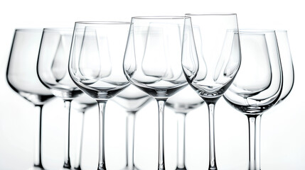 Wine glasses' shallow focus isolated on a white background