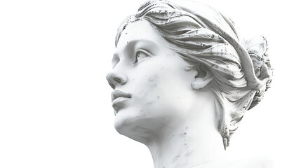 Woman's head sculpture isolated on a transparent background
