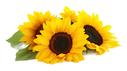 yellow sunflowers isolated on a transparent background