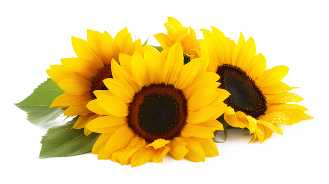 yellow sunflowers isolated on a transparent background