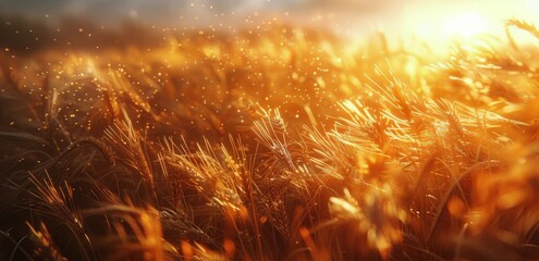 Sun Shining on Field of Grass