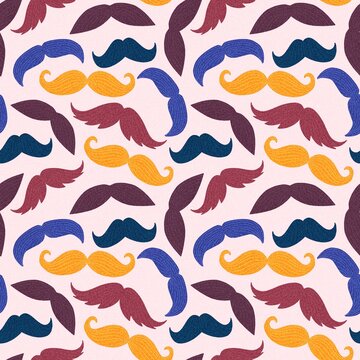 Movember. Moustache seamless pattern handdrawn illustration
