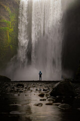 person on the waterfall