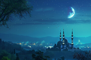 Islamic Ramadan Background created with Generative AI
