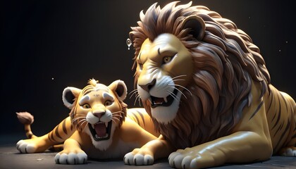tiger and lion friends