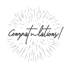 Congratulations handwritten lettering with star burst circle frame