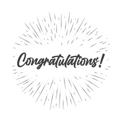 Congratulations handwritten lettering with star burst circle frame