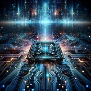 A digital concept artwork representing a futuristic processor or CPU.