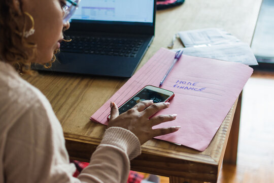 Woman calculating payments