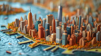 Miniature 3D New York City. Little NYC. 