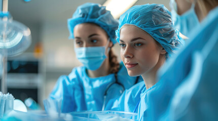 A dermatology nurse preparing a biopsy procedure for a suspicious skin lesion in a sterile clinic environment