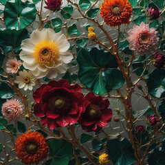 Obraz na płótnie Canvas Decorative Art Flowers Canvas Print Abstract Background