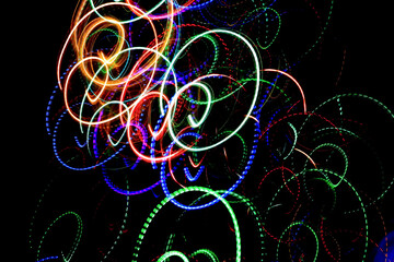 Abstract pattern from colorful traces of lights