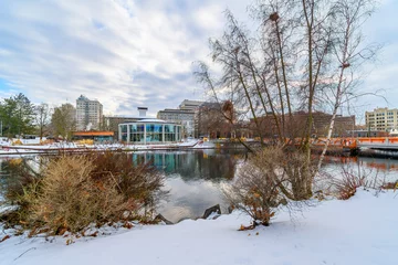 Fotobehang Winter at the public Riverfront Park along the Spokane River in the historic downtown district of Spokane, Washington, USA  © Kirk Fisher