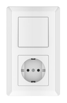Light Switch And Electrical Socket. 3D rendering isolated on transparent background