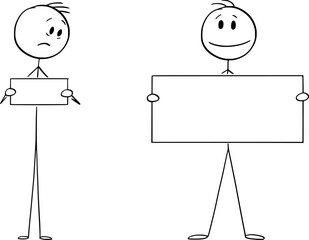 Person or Businessman Presenting in Small or Big, Vector Cartoon Stick Figure Illustration - 753869126