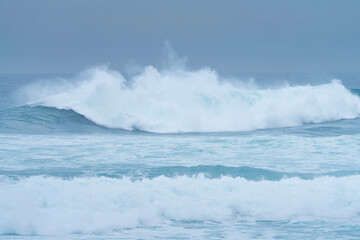 Storm surge with big waves. Santander Municipality. Cantabrian Sea. Cantabria. Spain. Europe