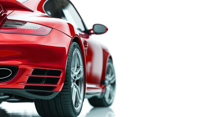 Back view of a generic and unbranded red sport car isolated on a white background