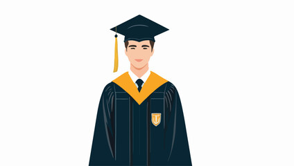 Un chico con el uniforme de graduación - obrazy, fototapety, plakaty